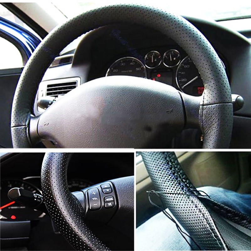 Truck-Leather-Steering-Wheel-Car-Cover-With-Needles-and-Thread-Black