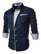 2015 Free Shipping Shirts Long Sleeved Men Shirt Red Black Navy blue white CS 2005