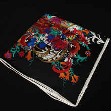 China Silk World Women s fashion square silk scarves floral print 100 silk wrap women s