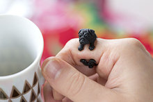 Vinatge Silver Bronze Pug Dog Rings for Women Anillos Mujer Wedding Rings Fine Jewelry Anel