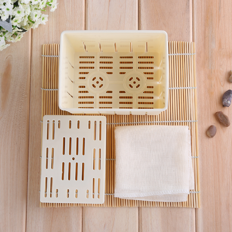 Description Picture 5 of item3Pcs Plastic Tofu Press Mould DIY Homemade Tofu Maker Pressing Mold Kit + Cheese Cloth Kitchen Tool tofu mold