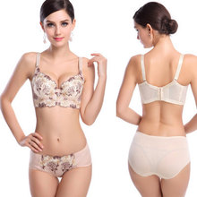 2015 Luxury Deep V lingerie New brand sexy Plus size Multi Color push up bra set floral embroidery lace women underwear sets