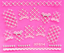 waterproof Water Transfer Nails Art Sticker sweet 3D lace design girl and women manicure tools Nail Wraps Decals XF614