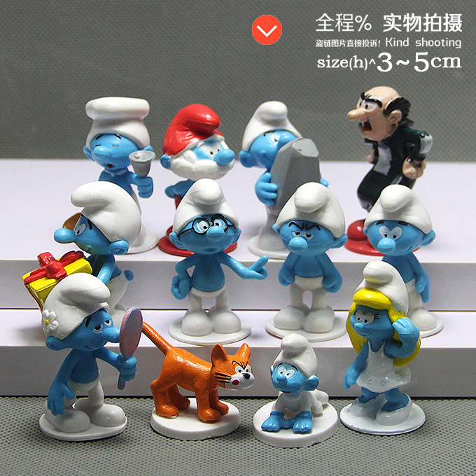 12pcs /lot High quality The Elves Papa Smurfette Clumsy Figures Elves Papa Action Toys Birthday gift toys for children 3926290632_1712438723