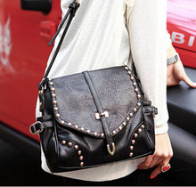 50PCS/lot Rivet Vintage Bag PU Leather Shoulder Bags