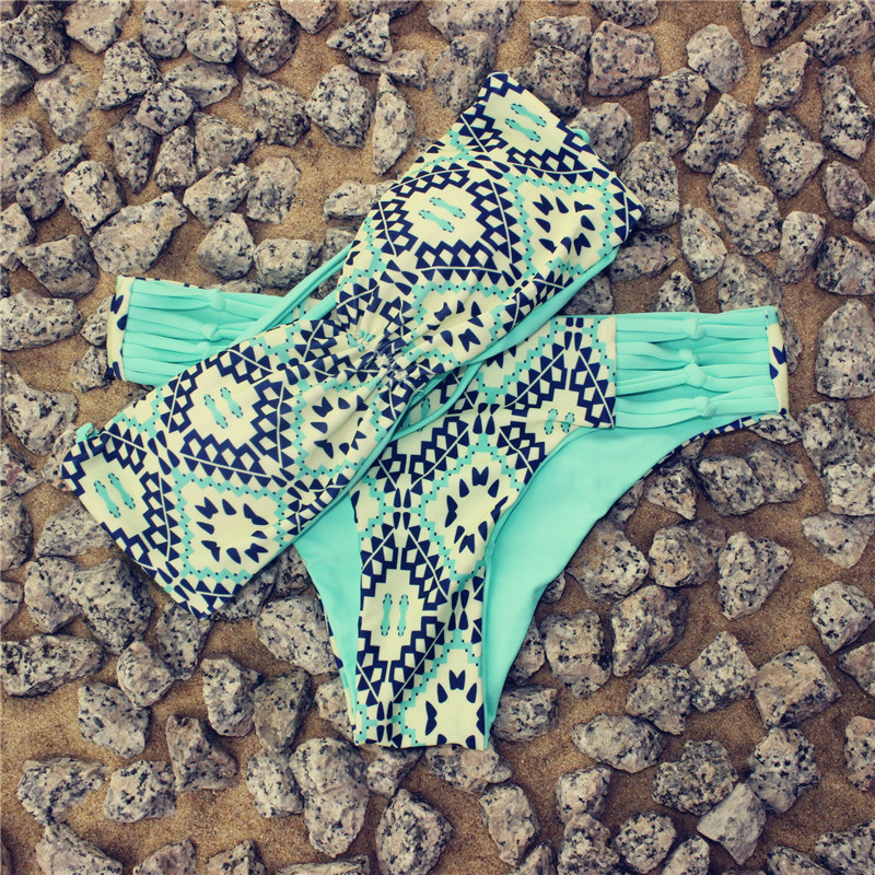 Lines Hollow Out Bikini Brazilian Gradient Printing Halter Bandage Hollow OUT Sexy Padded Swimsuit 2016 Reversible Swimwear Lines Hollow Out Bikini Brazilian Gradient Printing Halter Bandage Hollow OUT Sexy Padded Swimsuit 2016 Reversible Swimwear