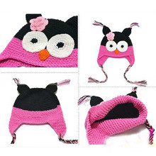 2015 New Cute National Style Cartoon Multicolor Infant Toddler Handmade Knitted Crochet Baby owl hat with