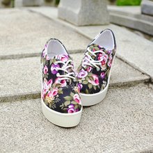 Canvas wedges autumn platform shoes casual low-top lacing women’s high heels shoes