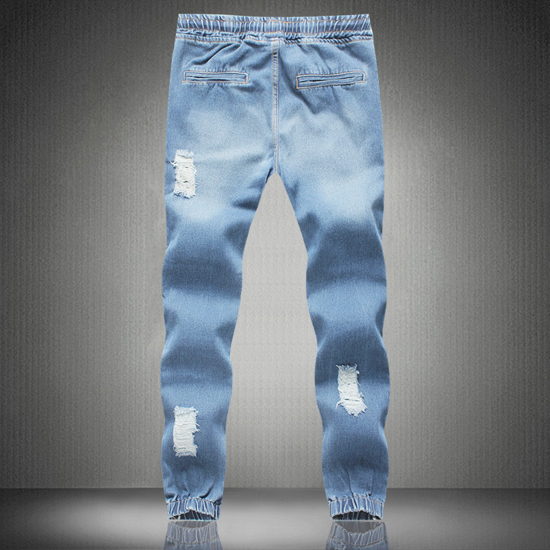 light blue jean joggers mens