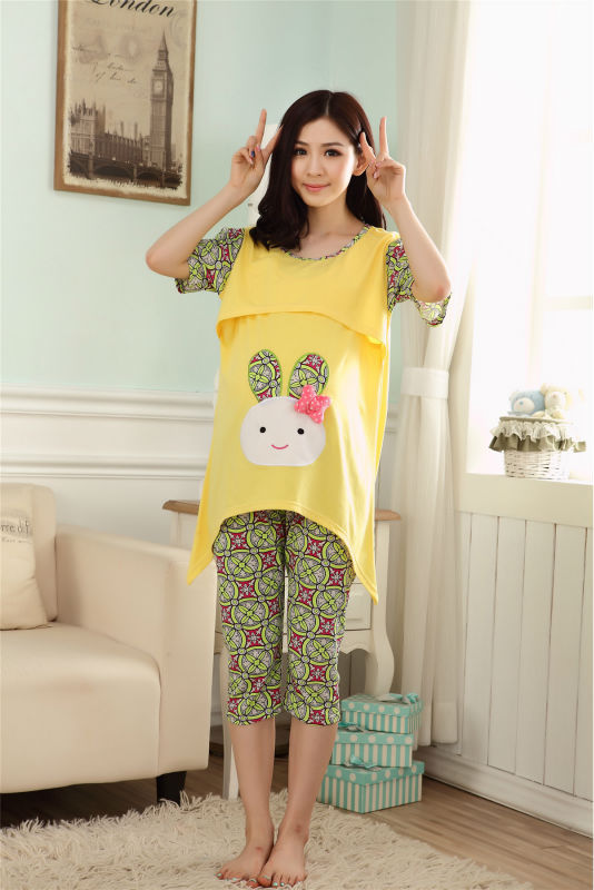 Lovely Rabbit clothes for pregnant women maternity nursing japamas nightwear lactation clothes breastfeeding top for pregnancy 3