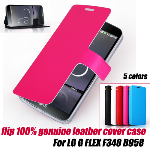 10pcs/lot.luxury FLIP 100% genuine leather wallet Case cover stand for LG G FLEX F340 D958, free shipping