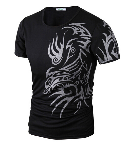 2015 New Tops Fashion Brand 10 style T Shirts for Men Novelty Dragon Printing Tattoo Male O-Neck T Shirts M-XXXL