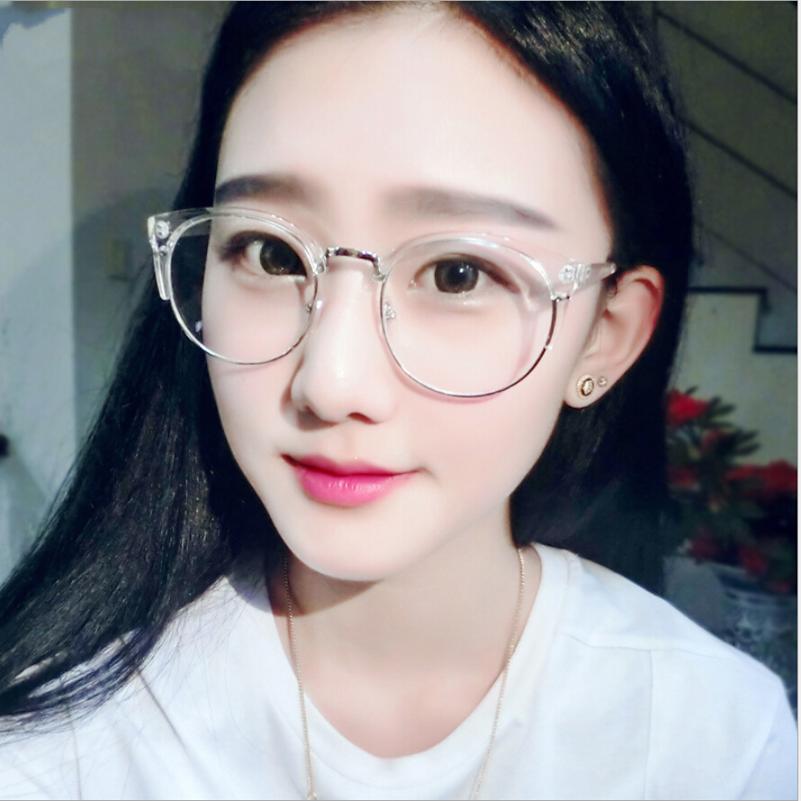 Case Free Retro Round Transparent Glasses Frame For Women ...
