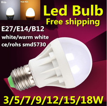 Led Bulb E27 220V 3W 5W 7W 9W 12W  15W 18W LED Lamp smd5730 Light Bulb For Home white/warm white Led Spotlight free shipping