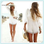 Rompers-Womens-Jumpsuit-Summer-White-Half-Sleeve-Bodysuit-Sexy-V-neck-Hollow-Out-Overalls-Lace-Shorts