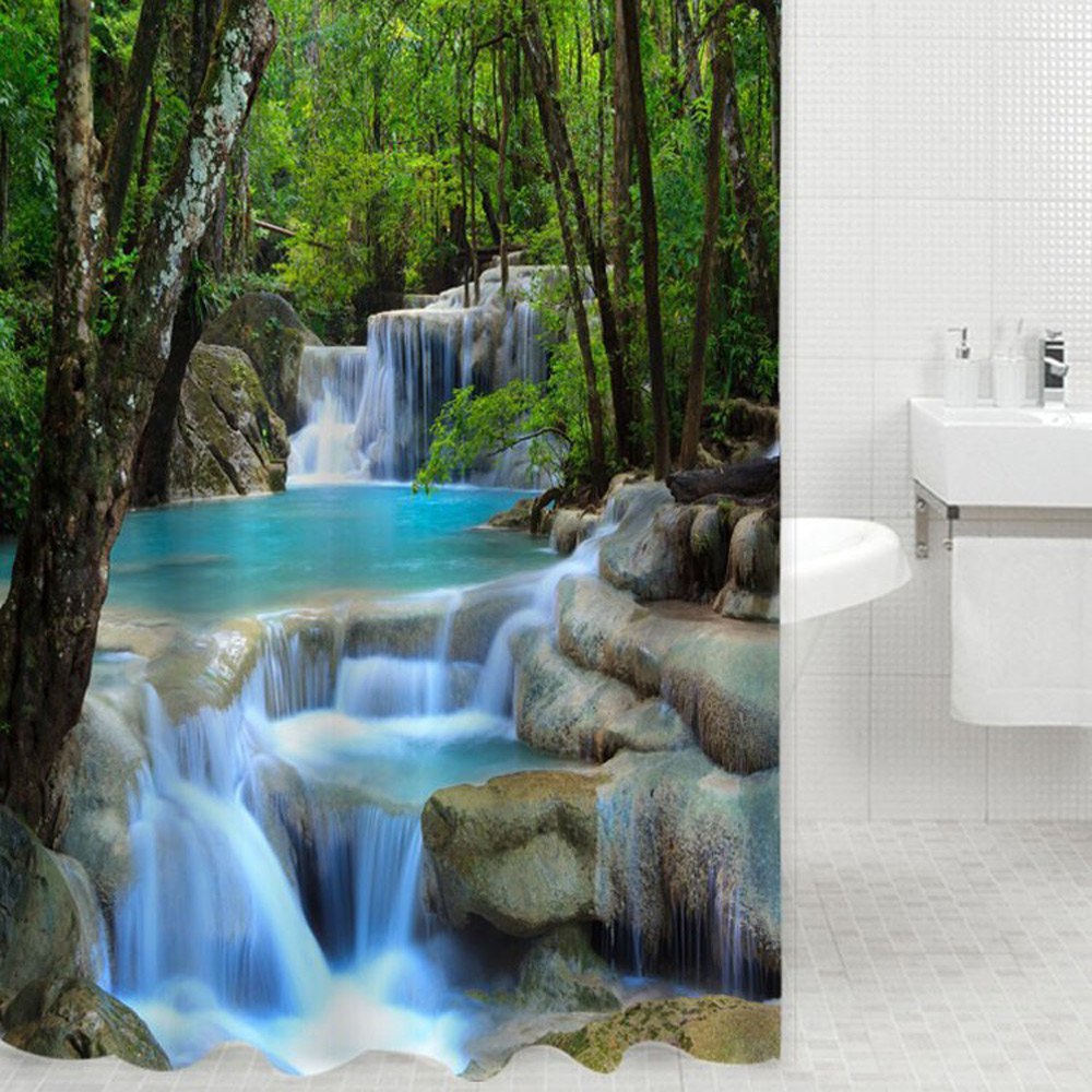 High Quality 3D Waterfalls Nature Scenery Shower Curtain Bathroom Products Fabric Shower Curtain 180cm*200cm (L*W)