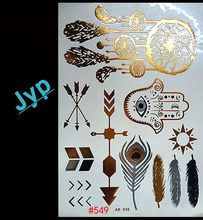 Free shopping Collection Gold Flash Tattoos Boho Temporary Jewelry Tattoos Buy This Metallic Jewelry Tattoo stickers