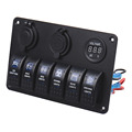6 Gang Marine Rocker Swith Panel With Dual USB Charger Power Socket Waterproof Marine Mobile Phone