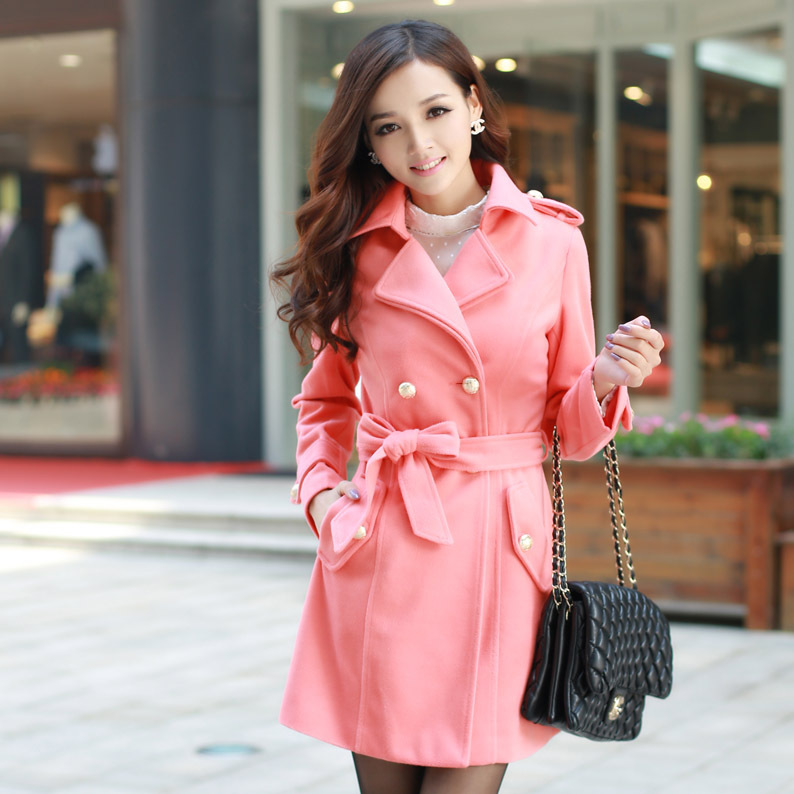 Womens Pink Wool Coat