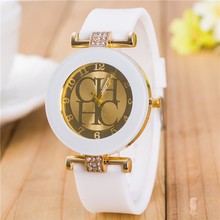 Fashion Brand Gold sport Quartz Watch Women dress watches casual Crystal Silicone Wristwatches montre homme relojes hombre Hot