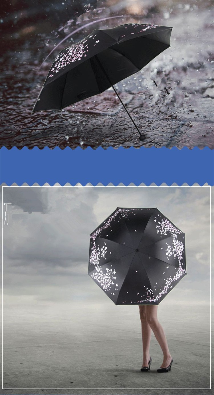Creative Sakura Girls Folding Umbrella Sunscreen Vinyl blue black sunshade women\'s umbrella Japanese umbrella HI03 (12)