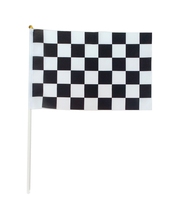 (12 pieces/lot)20*30cm Checkered flags with Plastic Flagpole,black and white chequered flag,Printed race check hand flag