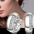 2015 Fashion Women s Wedding Party Zircon Silver Plated Ear Studs Hoop Huggie Earrings 5Q5A
