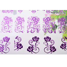 New 3D Nail Art Stickers 1sheet Purple Adhesive DIY Design Metallic Fingernails Decals Manicure Beauty Nail