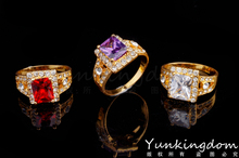 2015 new arrive 18K Gold plated Luxury Rhinestone fashion Classic wedding rings jewelry 3 colors