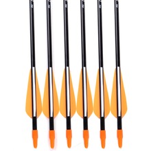 6pcs lot Fiberglass Arrow with Orange Plastic Feather for Recurve Bow Long Bow Arrow Hunting and