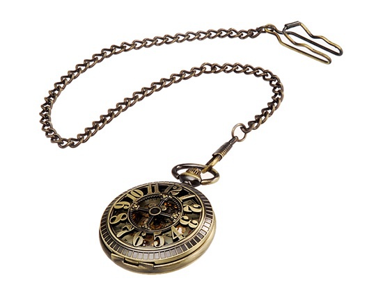 Big Arabic Number Hollow Cross Design Vintage Cut out Bronze Mechanical Pocket Watch