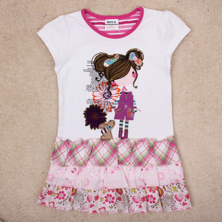 FREE SHIPPING H3773# 3y/8y 5pieces /lot beautiful girl  and embroidery hot summer baby girl cotton dress