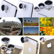 Three awesome Silver Color lenses Fisheye /Wide Angle /Macro Lens For Apple iPhone /Samsung Galaxy Note3/S3/S4/S5 Free Shipping
