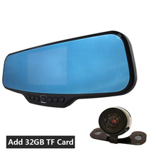 Автомобиль DVR зеркало двойное стекло HD 720 P 30FPS 4,3 » жк-дисплей + заднего камера 170 град. широкий угловой