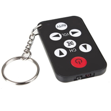 Free Shipping Universal Infrared IR Mini TV Set Remote Control Keychain Key Ring 7 Keys BlackFree Shipping