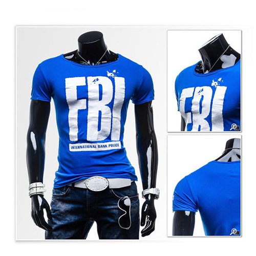 New hot Men\'s Korean style FBI painted short sleev...