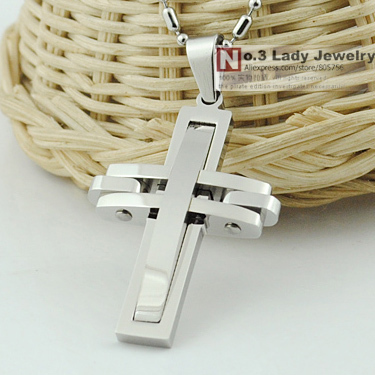 Free shipping Fashion Metal 316l stainless steel Cross Pendant Necklace for men women Jewelry 2015 Wholesale
