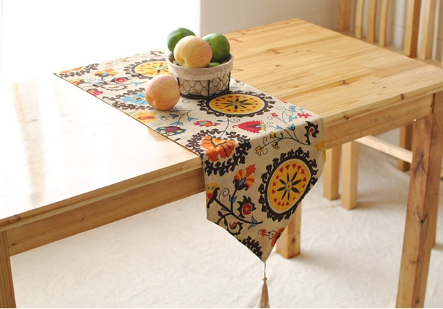 30cm  100 runner with 220cm Table  Runner Antique sizes style table Tassels Chinese Linen