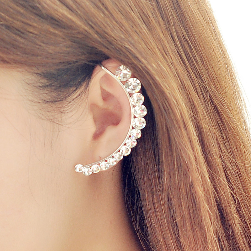 Penntes New Fashion Silver Ear Cuff Earring Gorgeous Crystal Penntes New Fashion Silver Ear Cuff Earring Gorgeous Crystal Curviplanars Moon Clip Earrings For Women Free Shipping Brincos