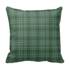 Serious Green Clan Currie Tartan Plaid Pillow Case (Size: 45x45cm) Free Shipping