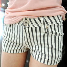 New summer women Plus Size candy color Polka Dot wild elastic thin vertical stripes shorts K0005