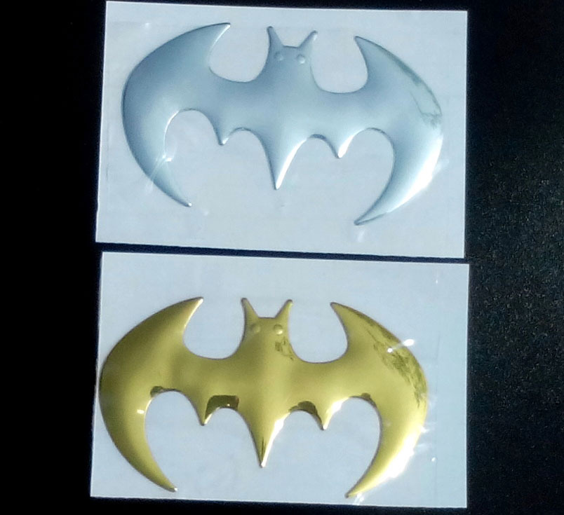 BAT 1 3D PVC Chromed Car Sticker Batman Chrome Badge Emblem Decal Free Shipping 5 lots
