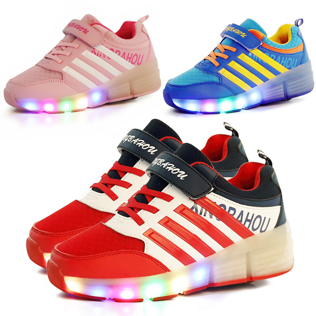 2016 Child Jazzy Heelys Junior Girls Boys LED Light Heelys Children Roller Skate Shoes Kids Sneakers