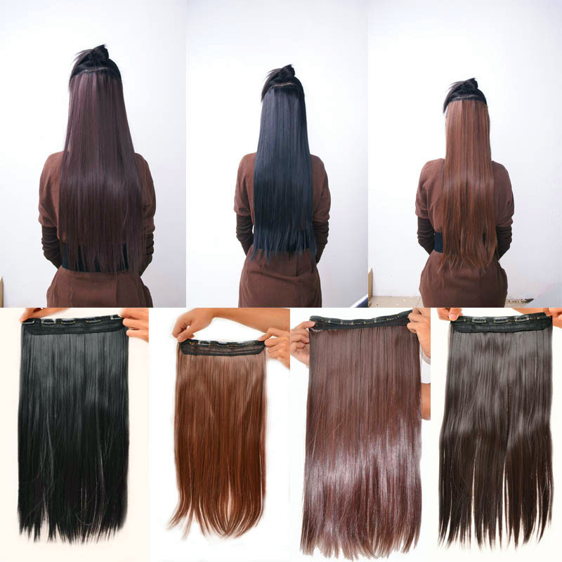 HOT!!!High quality hair extension,half head 5 clips in 23inch & 26inch Straight hair extension