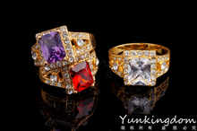 2015 new arrive 18K Gold plated Luxury Rhinestone fashion Classic wedding rings jewelry 3 colors