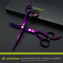 6″ 440C purple japan hair scissors hairdressing salon supplies professional hair cutting shears barber thinning scissors pinking
