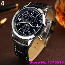Unisex Military Business Stainless Steel Case Faux Leather Analog Quartz WatchPopular Product 4KP8