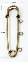 Antique Bronze Iron Kilt Pin Brooch Pin Findings, about 70mm long, 21mm wide, hole: 3~5mm, Pin: 0.5mm