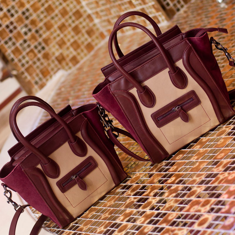 Hot Sale! Fashion bags for women 2015 patchwork nubuck leather women handbag smiley shoulder bags bolsas free shipping