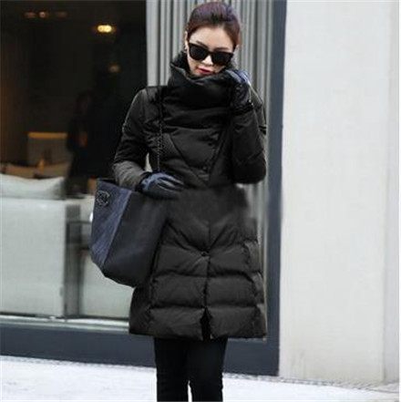Winter Jacket Women Coat 2015 Thick New Cotton-padded Stand Collar Parka Long PU Spliced Manteau Femme Plus Size Woman Outwear (10)